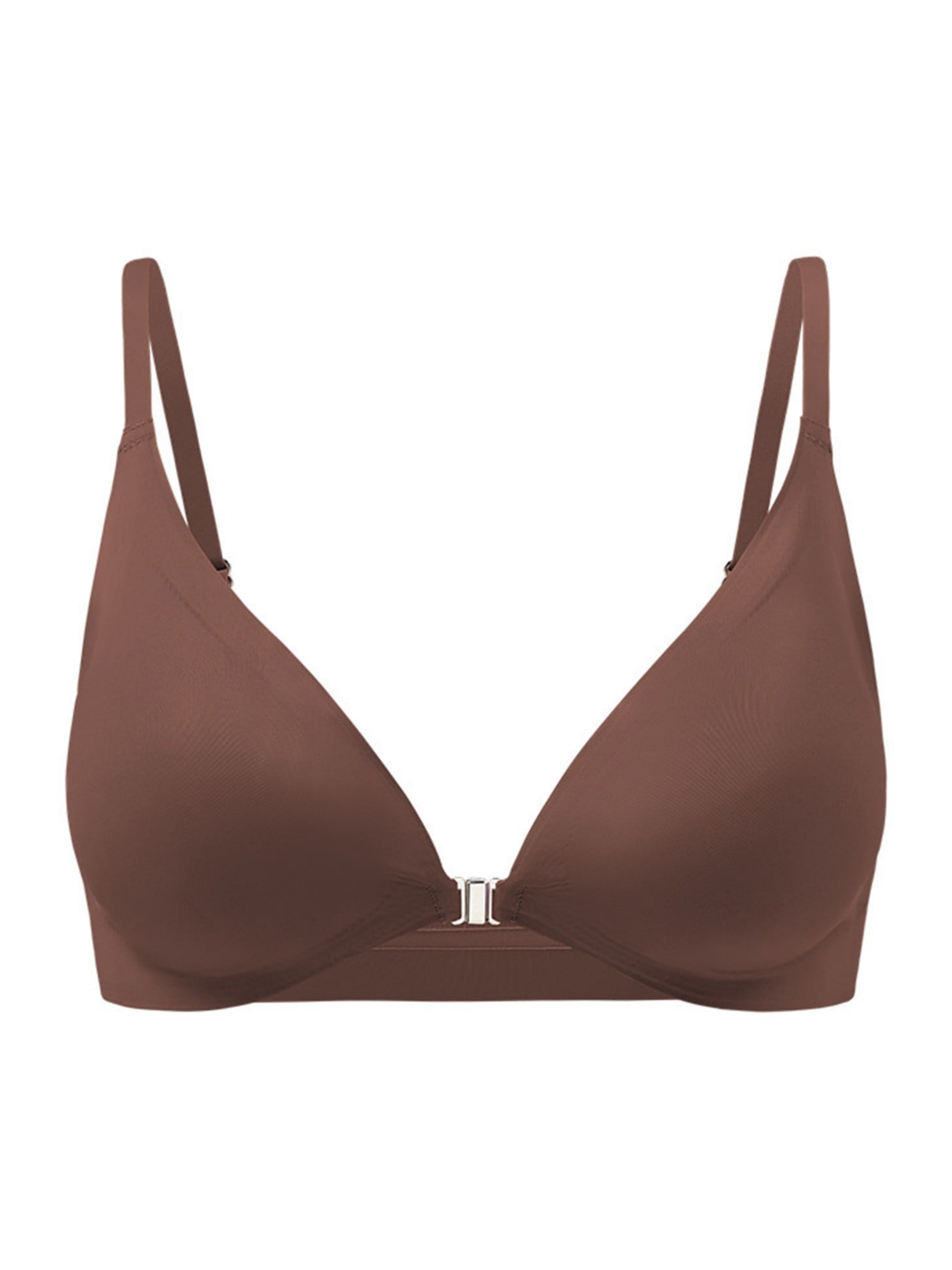 Comfortable Adjustable Straps Deep V Front Button Solid Color Wireless Bra Peru