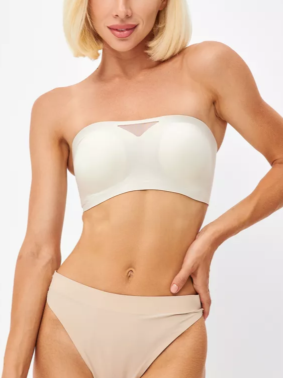 Strapless Wireless Push-up Tube Top Invisible Bra White