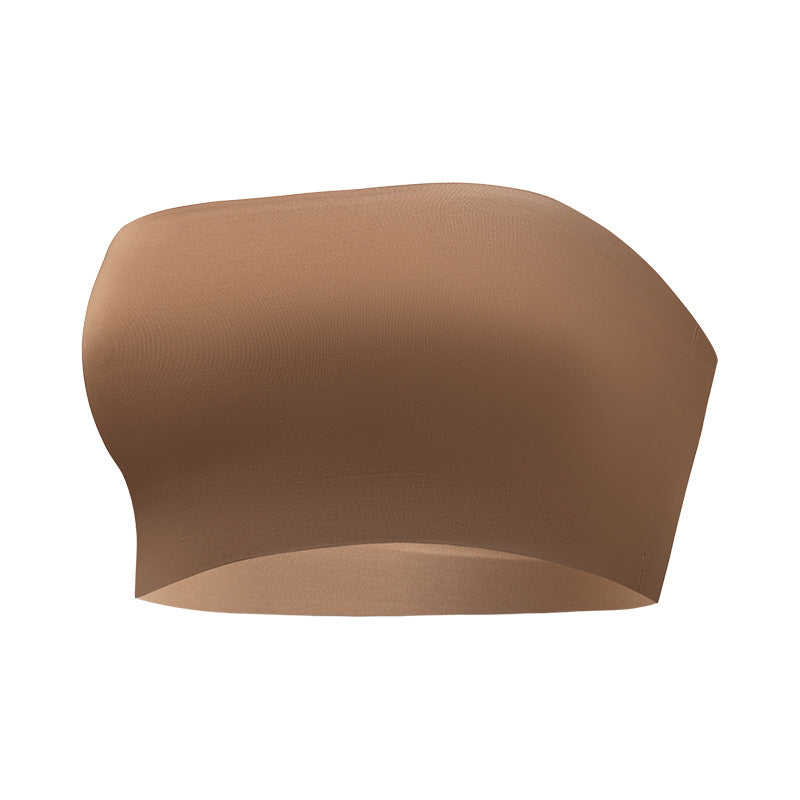 Plain Wireless Strapless Bra Brown