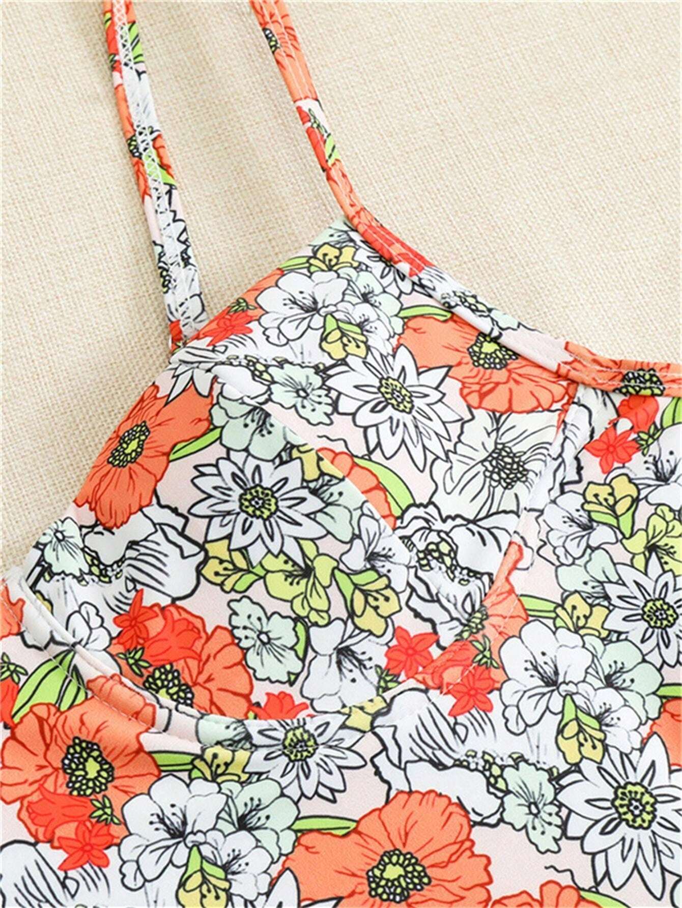 Olive Floral Print Underwired One Piece Swimsuit - Yellow Flower