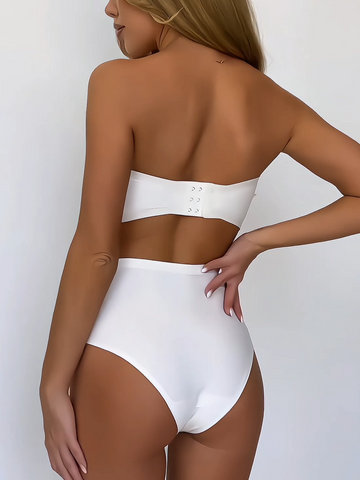 Strapless Wireless Push-up Tube Top Invisible Bra White