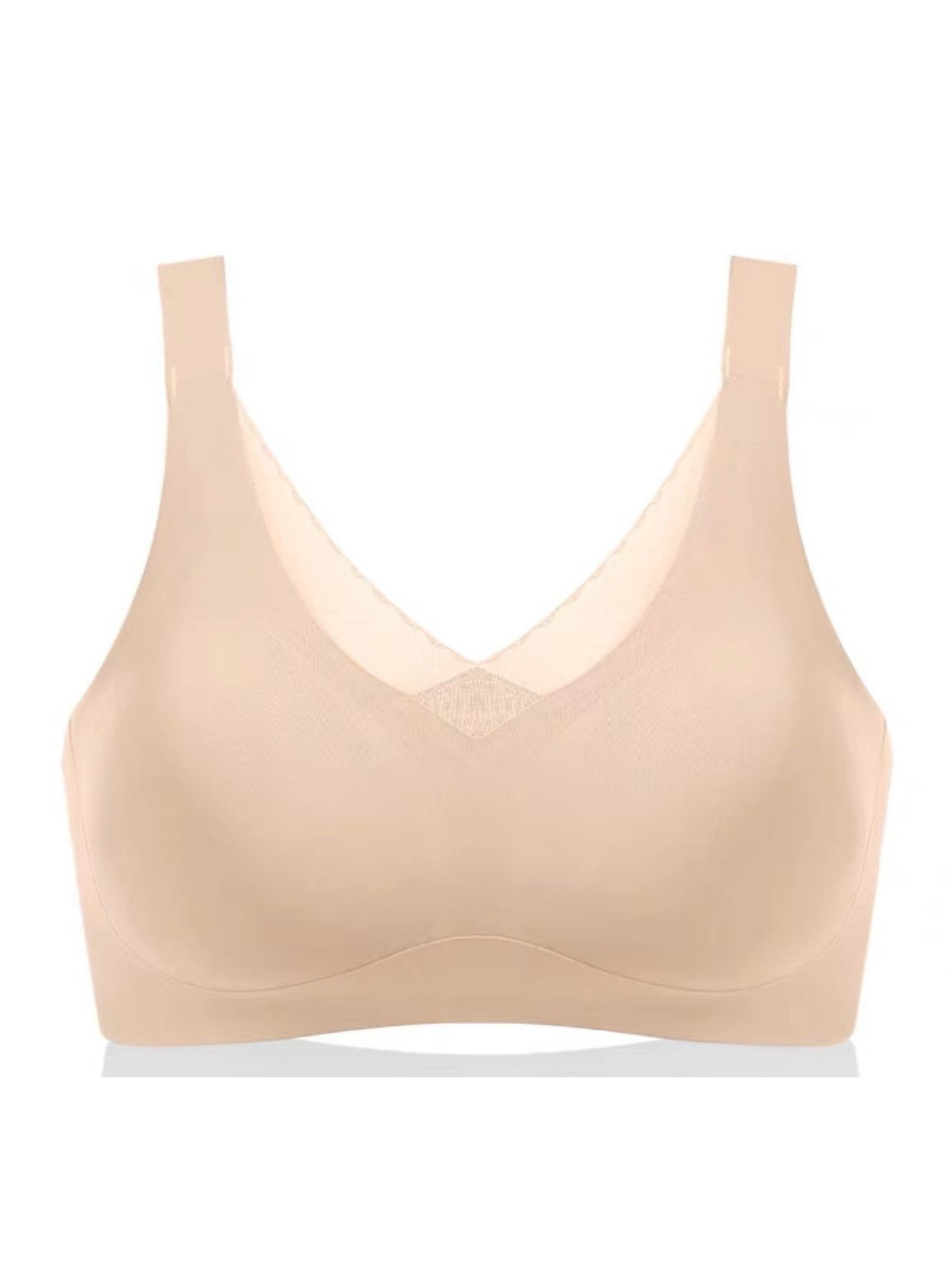 V-neck Seamless Comfort Everyday T-Shirt Wireless Bra Ivory