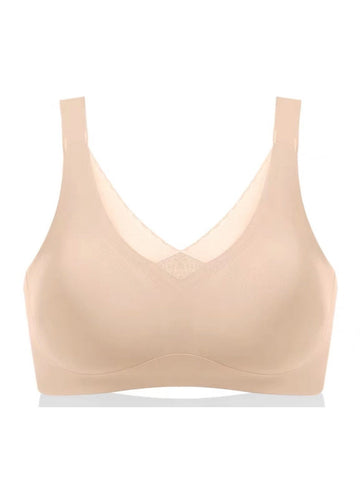 V-neck Seamless Comfort Everyday T-Shirt Wireless Bra Ivory