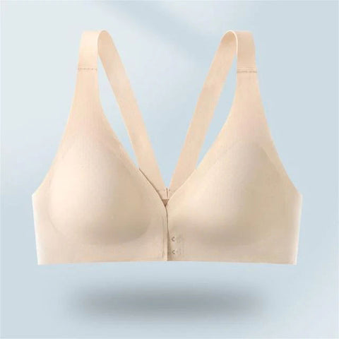 Deep V Minimizer Front Closure Push-up Wireless Bra Bra Cornsilk