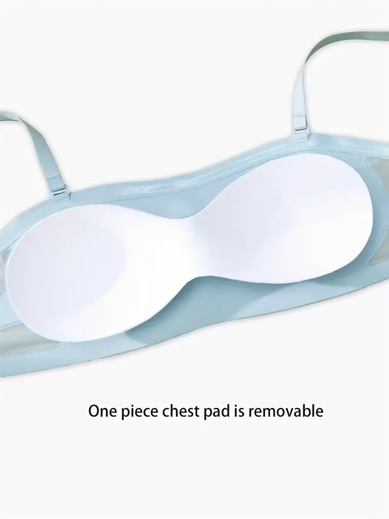 Seamless One-piece Glossy Thin Push-up Anti-Sagging Bra Lightblue