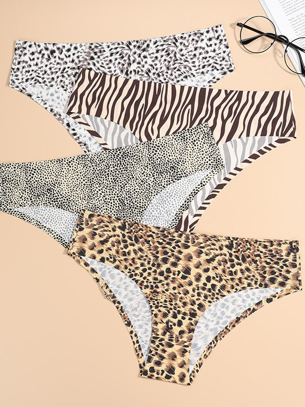 Large Size No Trace Triangle Low Waist Leopard Print Sexy Panties