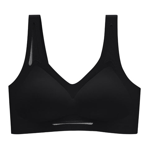 No Show – Kabelloser Camisole-BH aus kontrastierendem Netzstoff in Schwarz