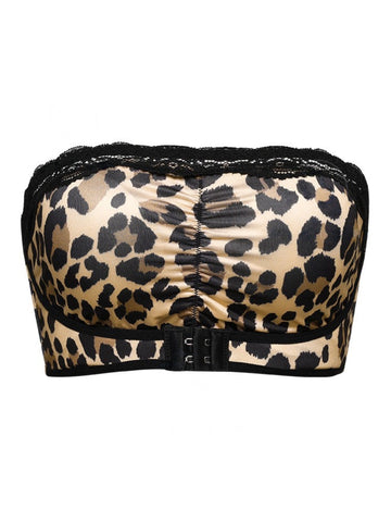 Sujetador push up de encaje con estampado de leopardo sexy con cierre frontal y sin espalda