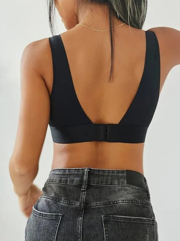 Nahtlose Push-Up-Sport-Bralette-BHs ohne Bügel Schwarz