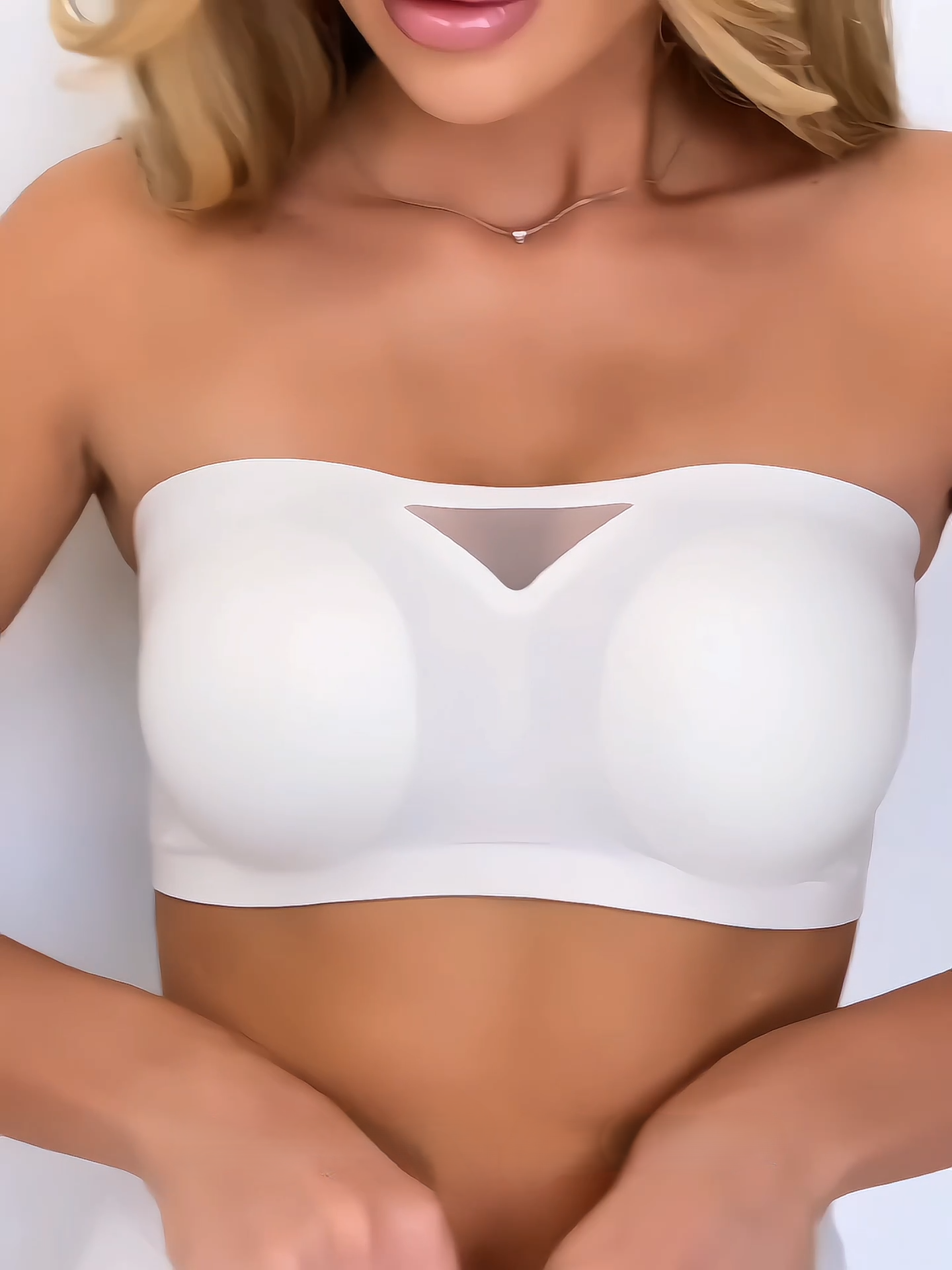 Trägerloser Push-up Tube Top Unsichtbarer BH Weiß