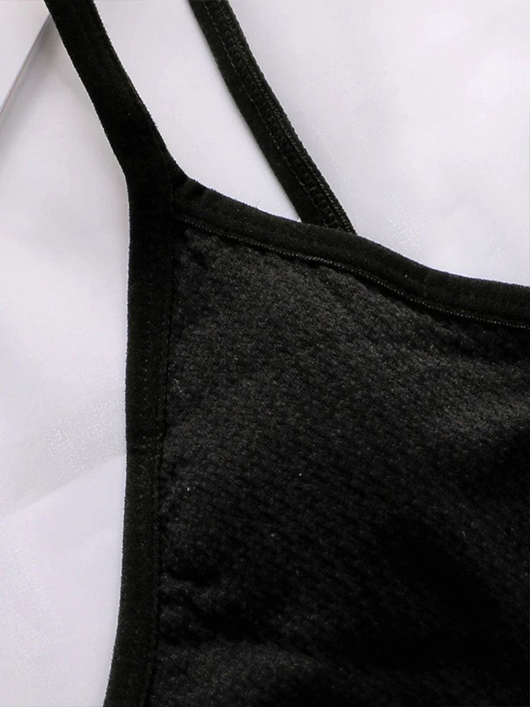 Simple Solid Wireless Bra, Comfy & Breathable Intimates Bra Black