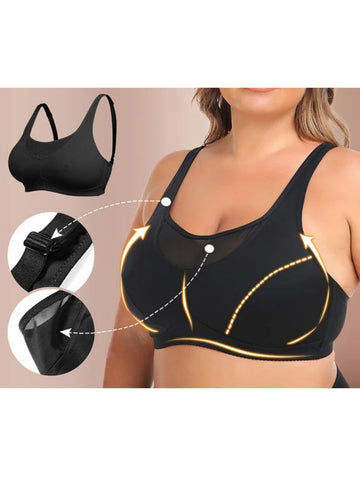 Women's Push Up Bra Full Cup Plus Size Bra Black