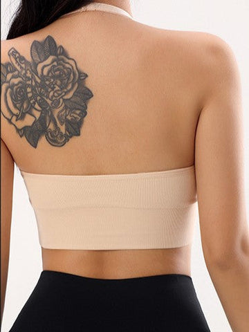 Sexy Deep V Low Back Hanging Neck Yoga Bra RosyGolden