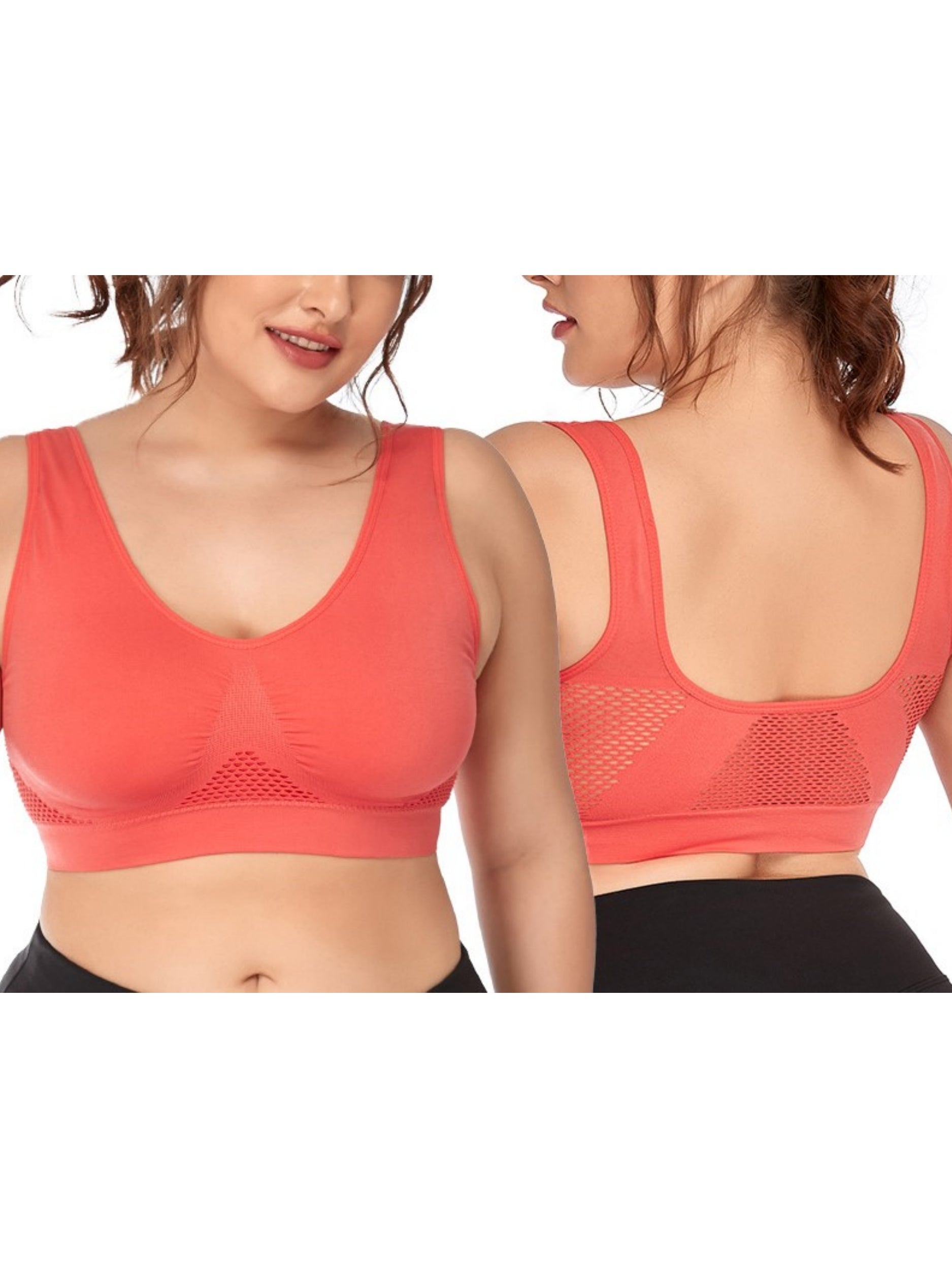 Bügelloser Sport-Yoga-BH aus hohlem Mesh LightCoral