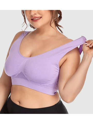 Wireless Hollow Mesh Sports Yoga Bra Violet