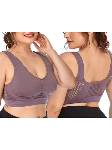 Bügelloser Hohl-Mesh-Sport-Yoga-BH RosyBrown