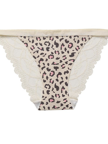 Sexy Lace Splicing Seamless Leopard Panties