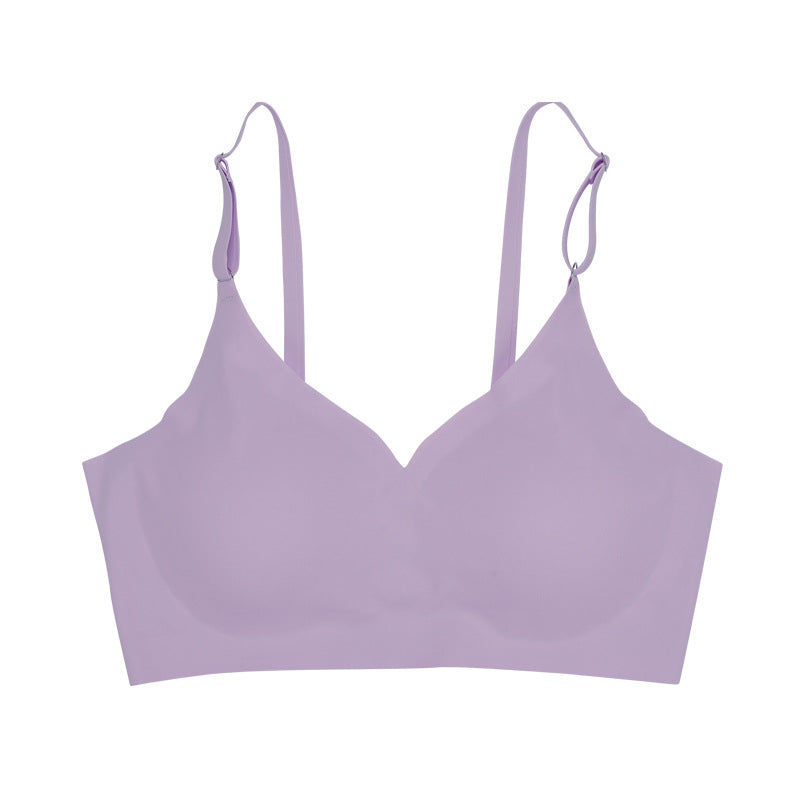 Low Back Seamless Push-up Wireless Bra Purple