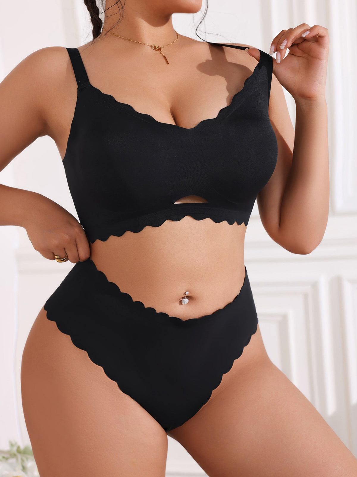 Conjunto de sujetador push-up transpirable sin costuras de seda de hielo, talla grande