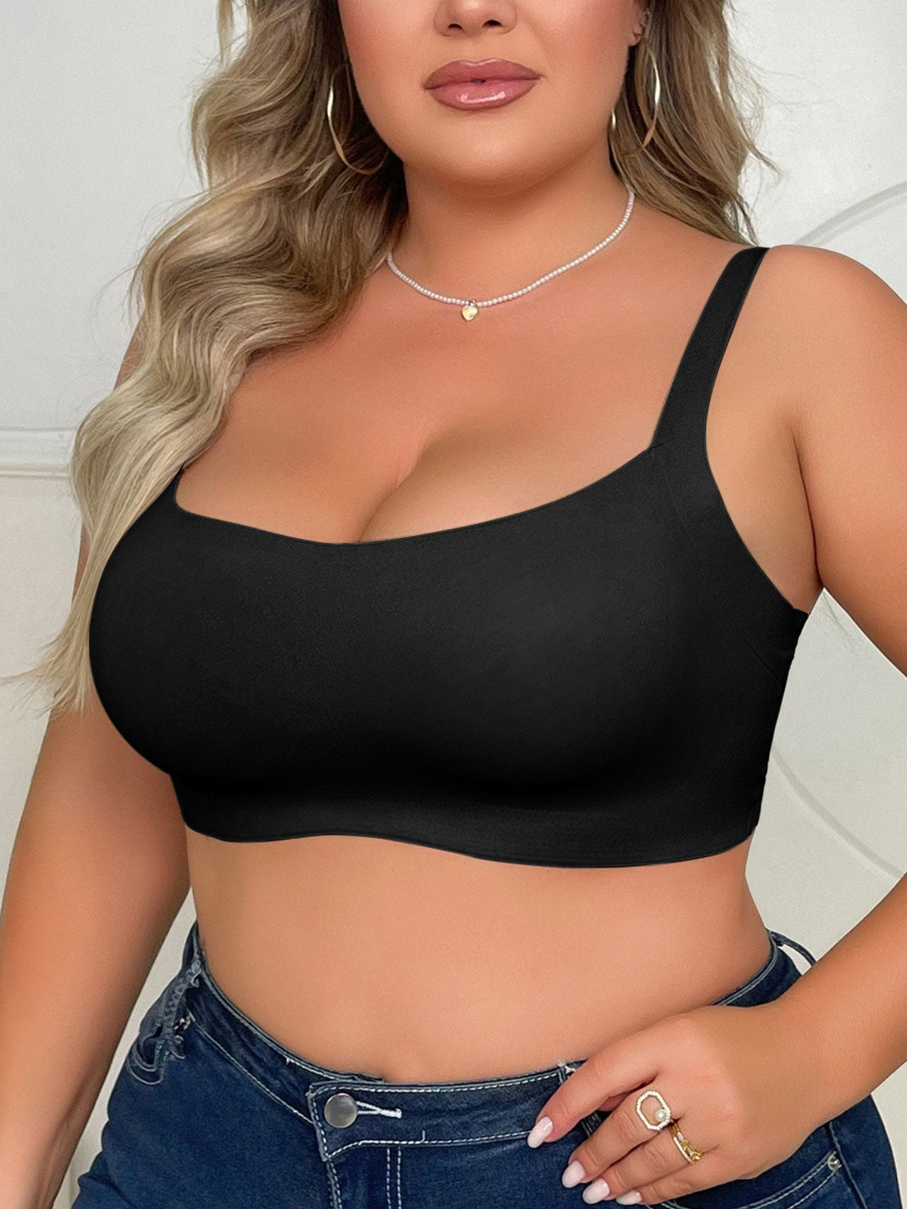 Plus Size Women's Seamless Bra Without Underwire Black