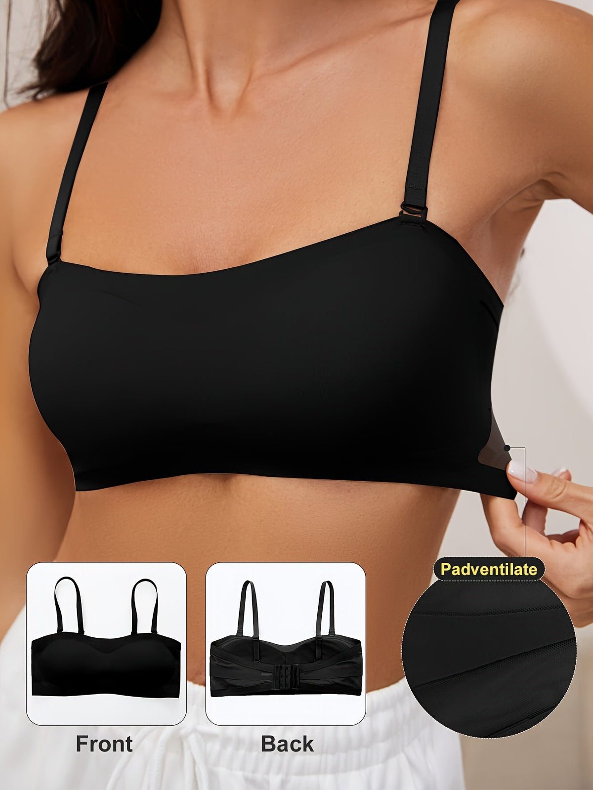 Seamless One-piece Glossy Thin Push-up Anti-Sagging Bra Black