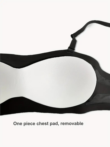 Seamless One-piece Glossy Thin Push-up Anti-Sagging Bra Black