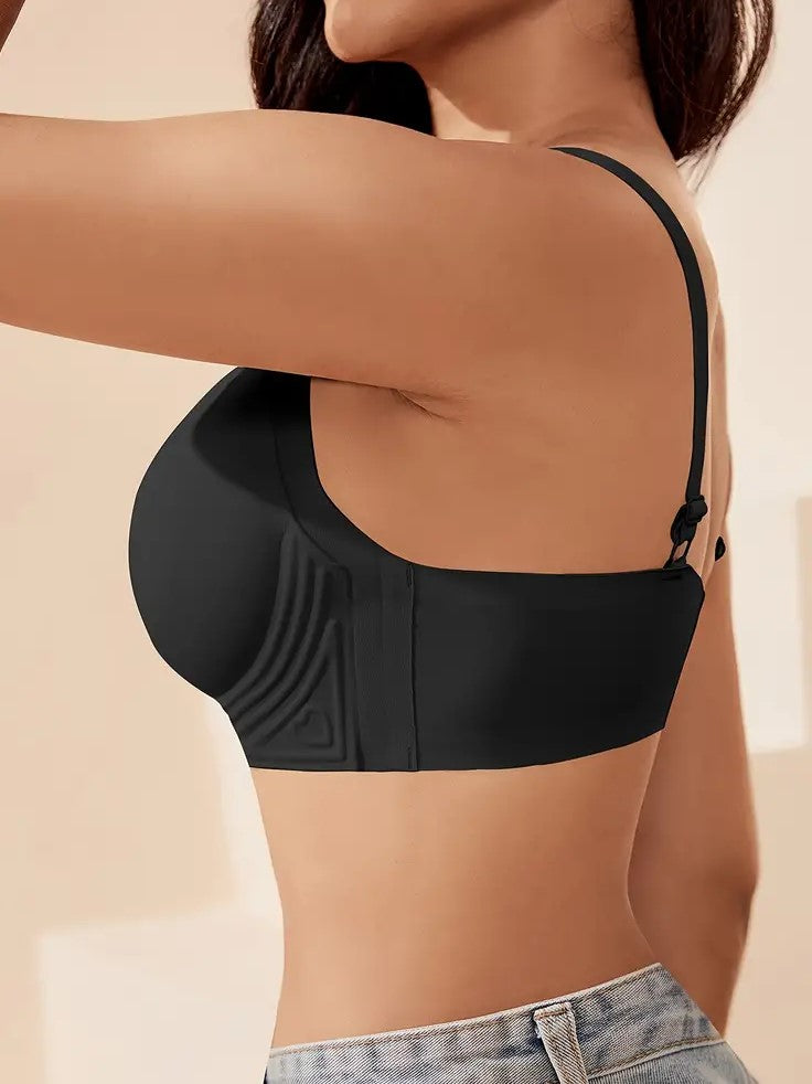 Front Buckle Comfy Breathable Seamless Solid Bra Black