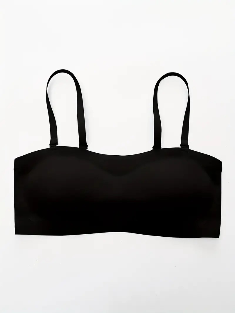 Seamless One-piece Glossy Thin Push-up Anti-Sagging Bra Black