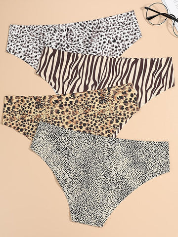 Large Size No Trace Triangle Low Waist Leopard Print Sexy Panties