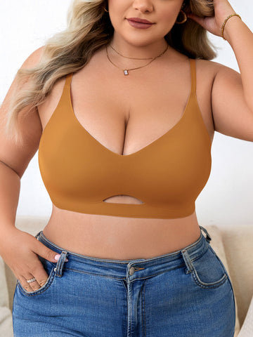 Plus Size Simple Seamless Hollow Out Wireless Bra Peru