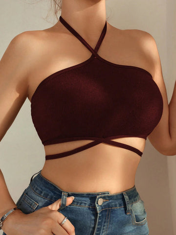 Hanging Neck Sexy Strapless Bra without Steel Ring