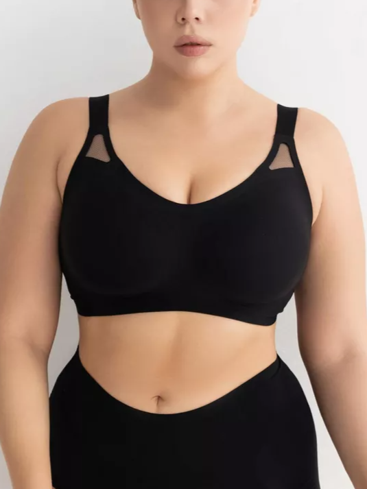 Seamless Fixed Cup Wireless Push-up Bra Black