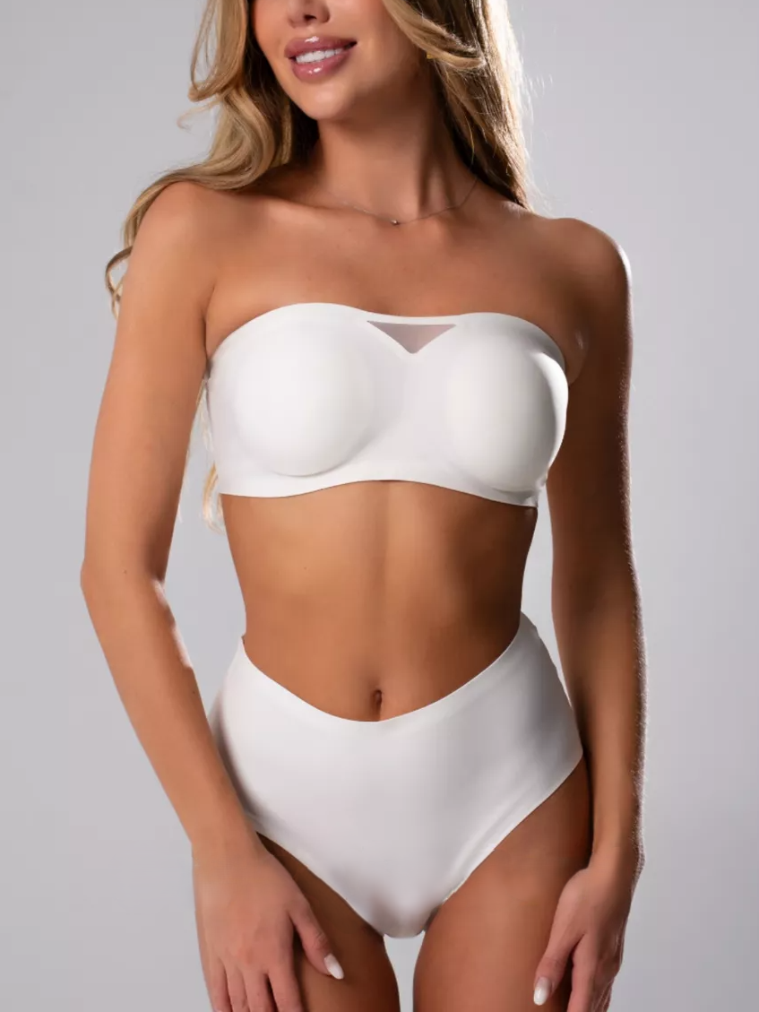 Strapless Wireless Push-up Tube Top Invisible Bra White