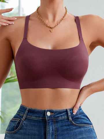 Sexy Letter Shoulder Straps Gather Seamless Breathable Wireless Bra