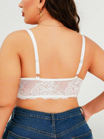 Plus Floral Lace Wireless Seamless Bra