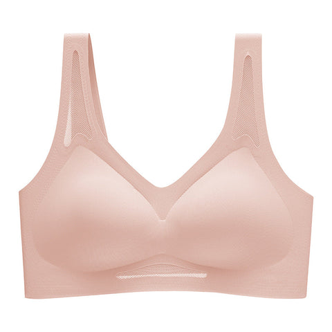 No Show – Kabelloser Camisole-BH mit Kontrast-Netzstoff in Rosa