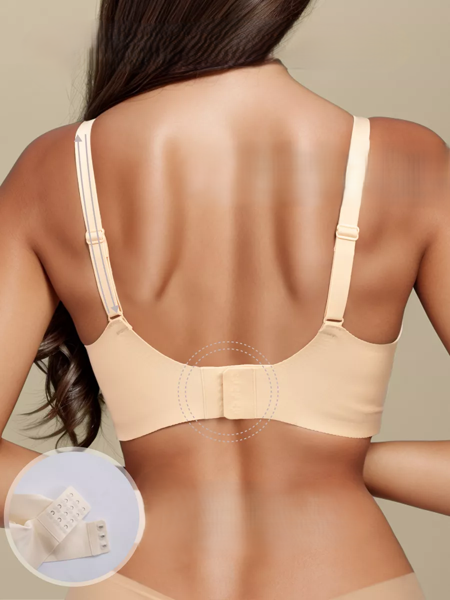 Deep V Mesh Seamless Push-up Without Steel Ring To Prevent Sagging Bra Ivory