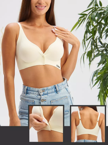 Front Closure Adjustable Seamless Push-up Bra Ivory