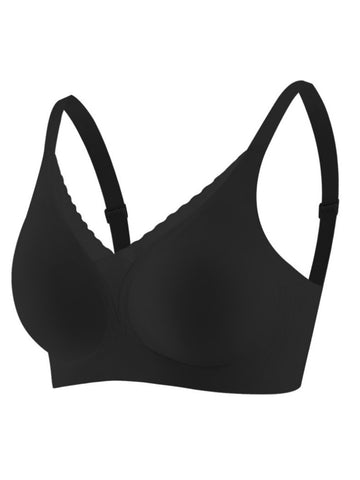 Deep V Mesh Seamless Push-up Without Steel Ring To Prevent Sagging Bra Black