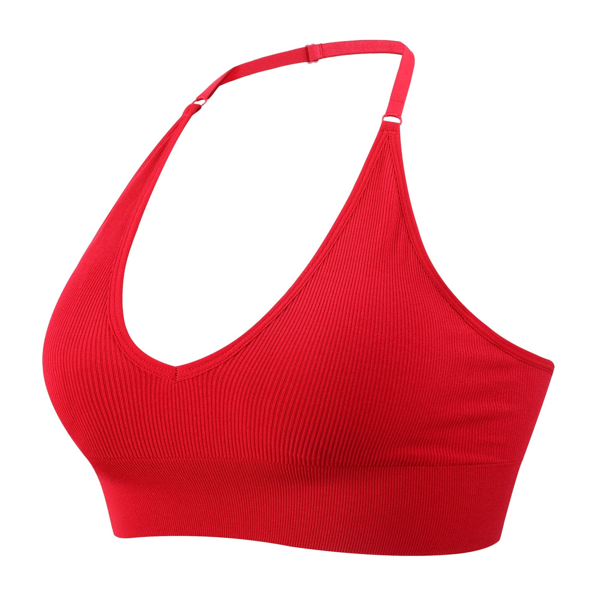 Sexy Deep V Low Back Hanging Neck Yoga Bra Red