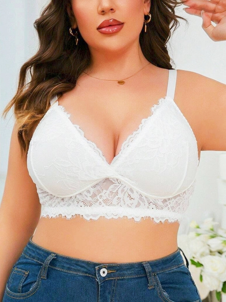 Plus Floral Lace Wireless Seamless Bra