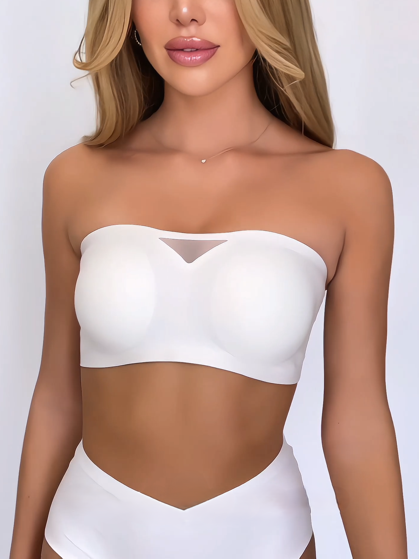 Strapless Wireless Push-up Tube Top Invisible Bra White