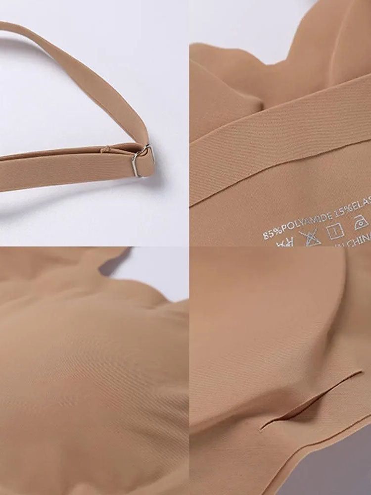 Low Back Seamless Push-up Wireless Bra Tan