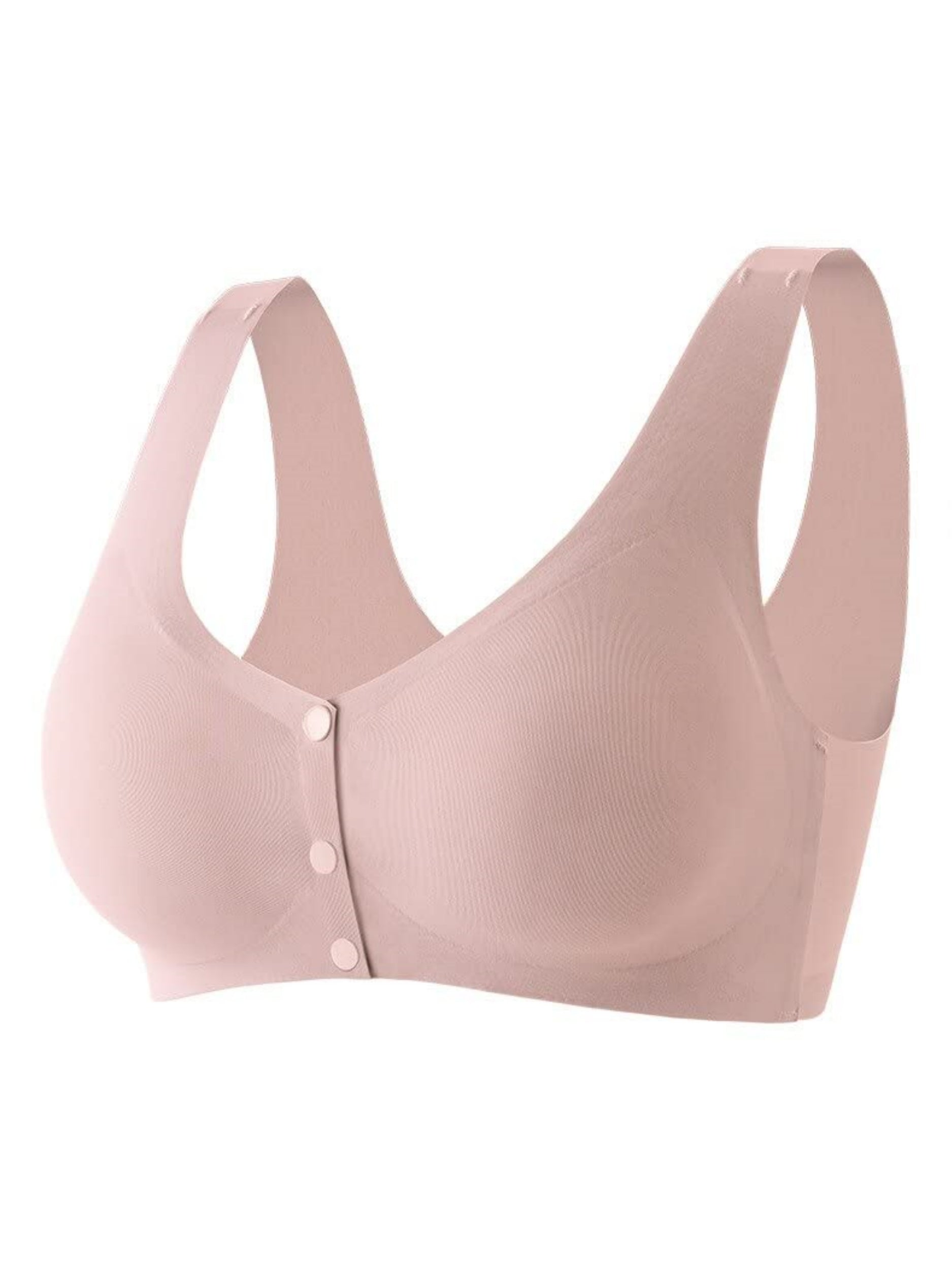 Ladies' Solid Color Front Closure Seamless Bra Pink