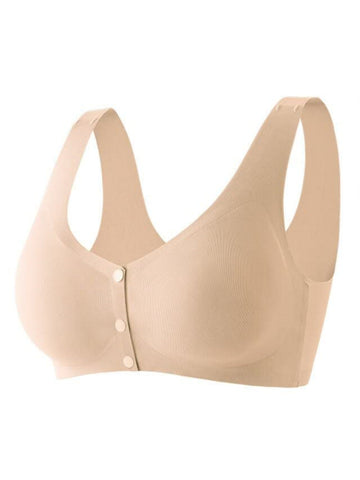 Ladies' Solid Color Front Closure Seamless Bra Ivory