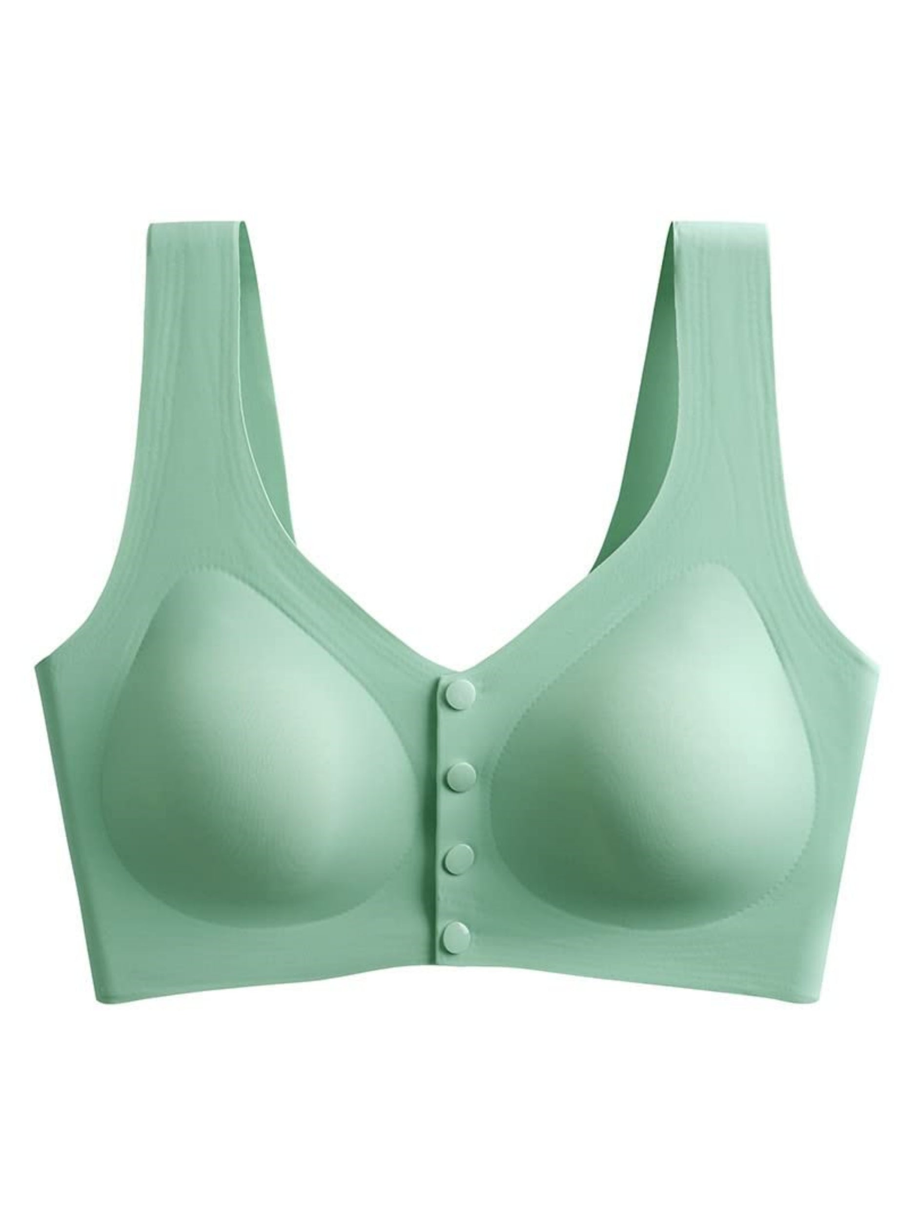 Ladies' Solid Color Front Closure Seamless Bra Cyan