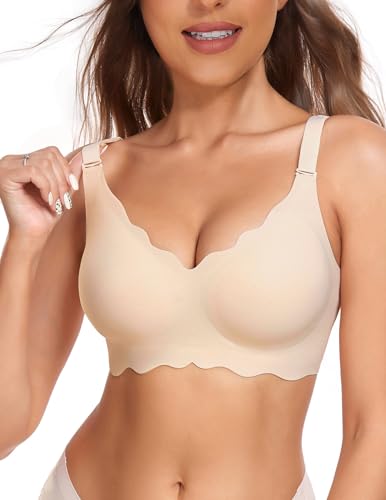 V-neck Seamless Wireless Bra Ivory