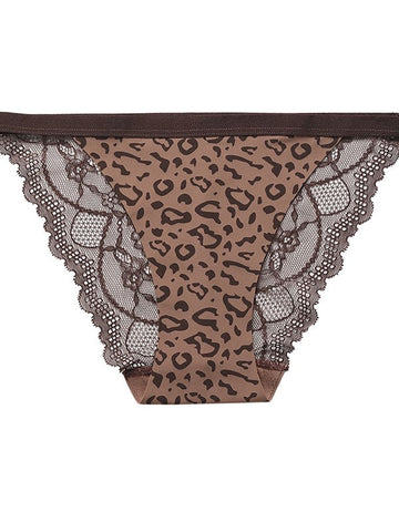 Sexy Lace Splicing Seamless Leopard Panties