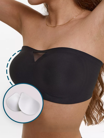 Strapless Wireless Push-up Tube Top Invisible Bra Black