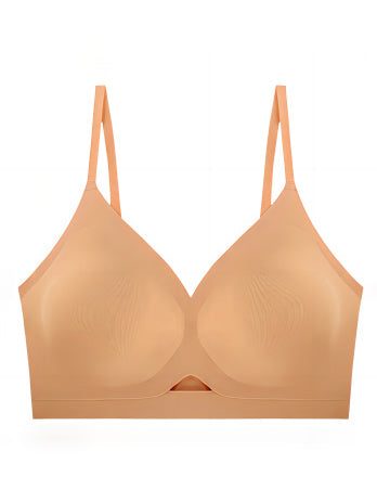 Plus Size Simple Seamless Hollow Out Wireless BH Tan